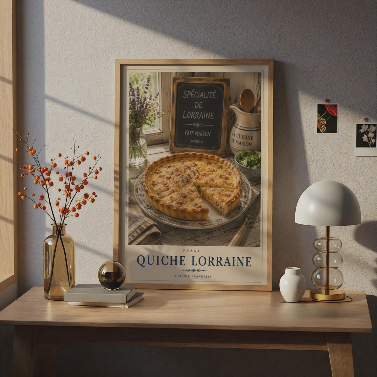 Quiche Lorraine French Food Poster, Cuisine Francaise Kitchen Wall Art, France Recipe Print