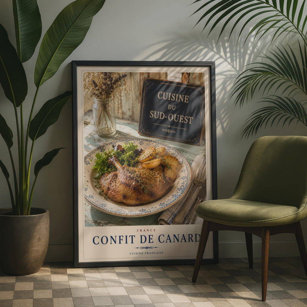 Confit de Canard French Food Poster, Cuisine Francaise Kitchen Wall Art, France Duck