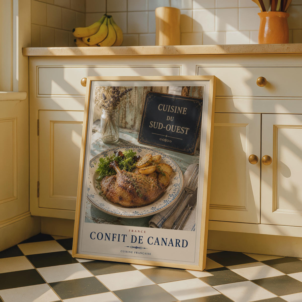 Confit de Canard French Food Poster, Cuisine Francaise Kitchen Wall Art, France Duck
