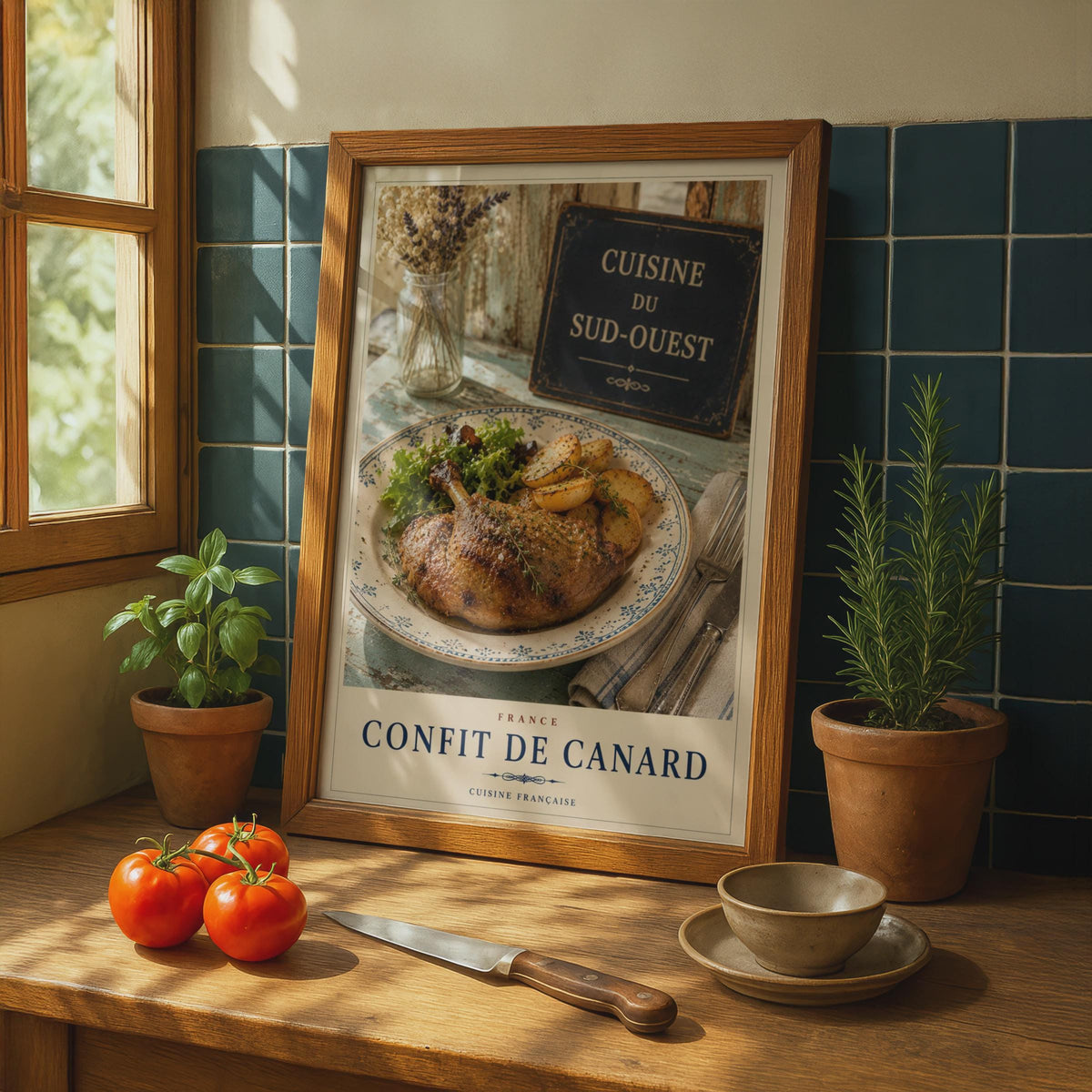 Confit de Canard French Food Poster, Cuisine Francaise Kitchen Wall Art, France Duck