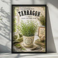 Tarragon Kitchen Herb Poster, Vintage Botanical Herb Print, Rustic Cooking Wall Art