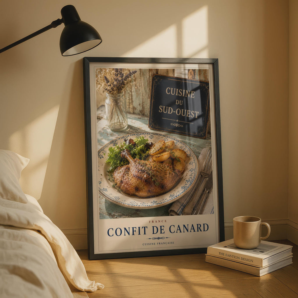 Confit de Canard French Food Poster, Cuisine Francaise Kitchen Wall Art, France Duck