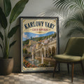 Karlovy Vary Czech Republic Vintage Travel Poster, Bohemian Spa Town Wall Art