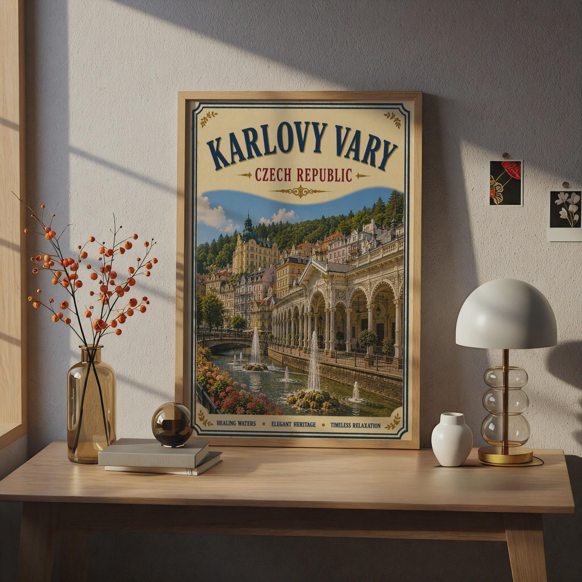Karlovy Vary Czech Republic Vintage Travel Poster, Bohemian Spa Town Wall Art