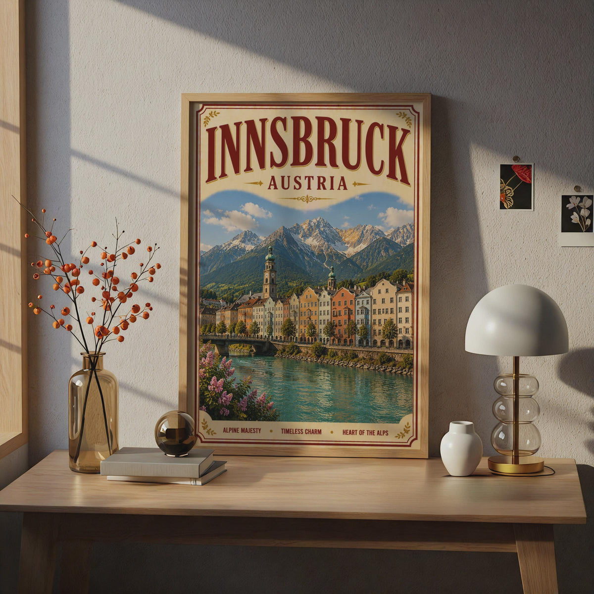 Innsbruck Austria Vintage Travel Poster, Alpine City Wall Art, Austrian Alps Print