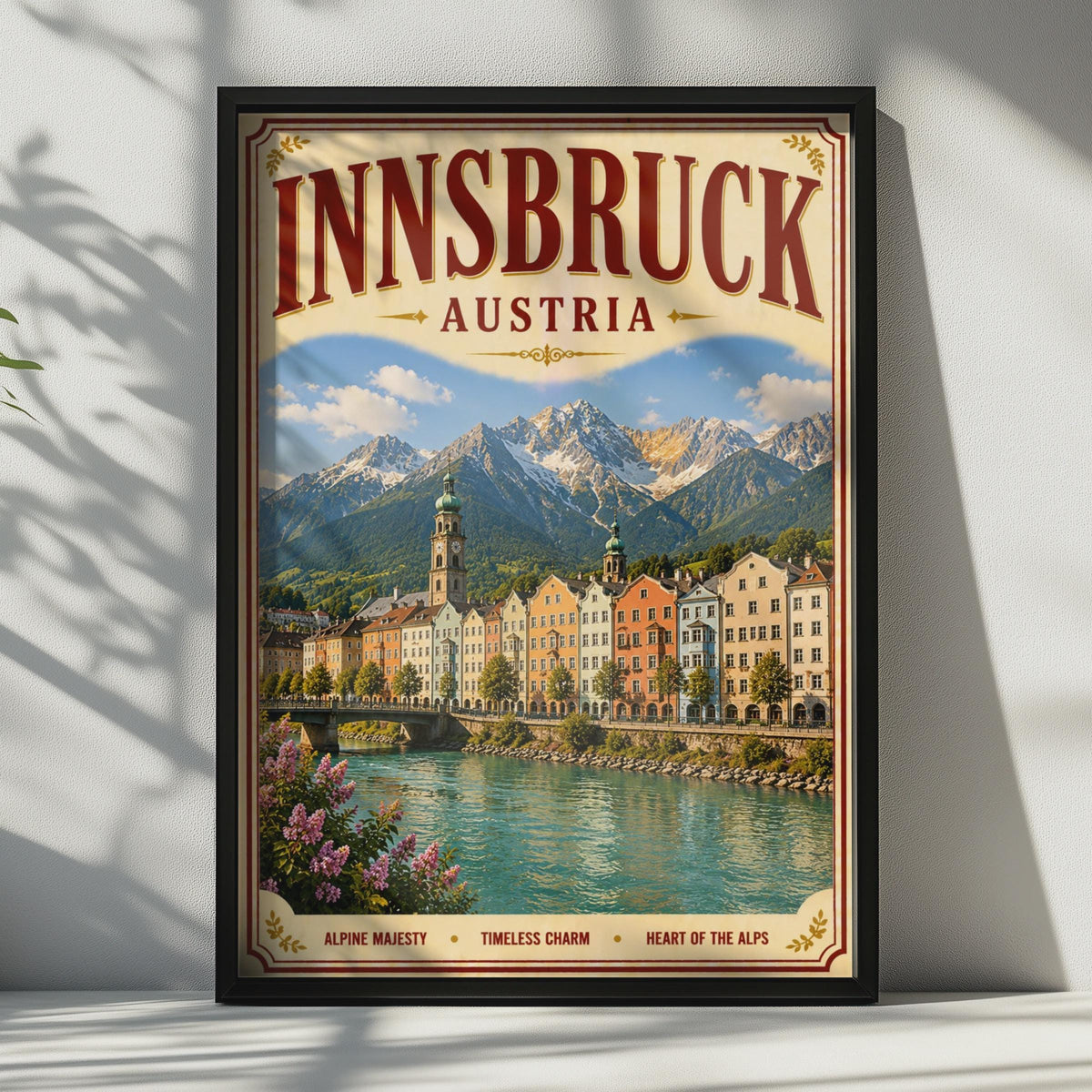 Innsbruck Austria Vintage Travel Poster, Alpine City Wall Art, Austrian Alps Print
