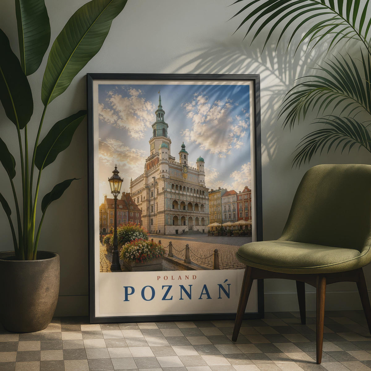 Poznan Poland Travel Poster, Old Market Square Wall Art, Polish City Print