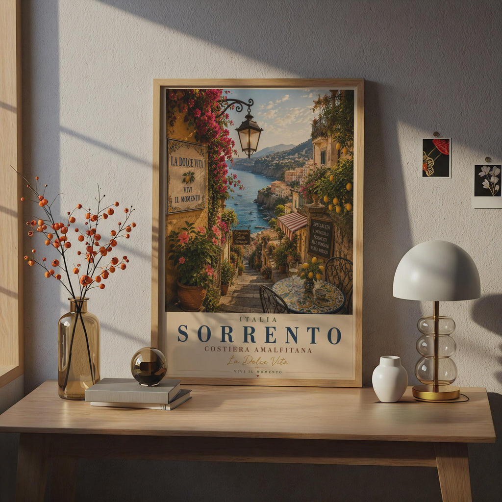 Sorrento Italy Travel Poster, Amalfi Coast Wall Art, La Dolce Vita, Italian Print