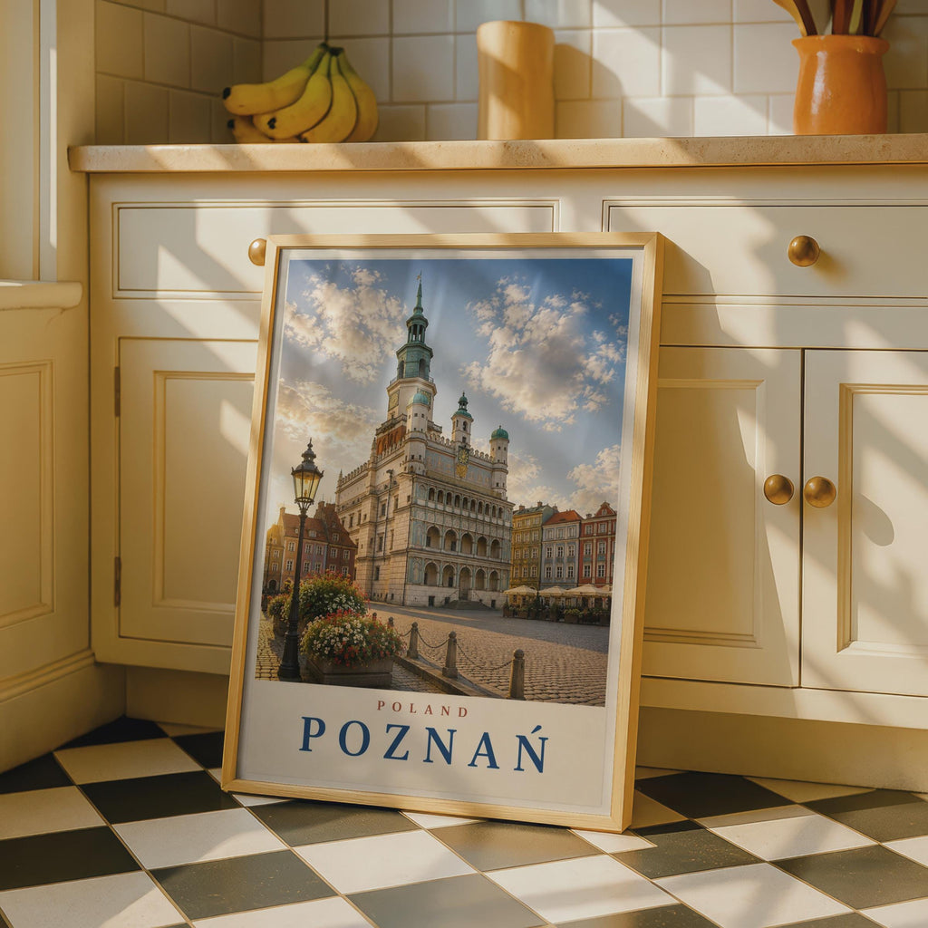 Poznan Poland Travel Poster, Old Market Square Wall Art, Polish City Print