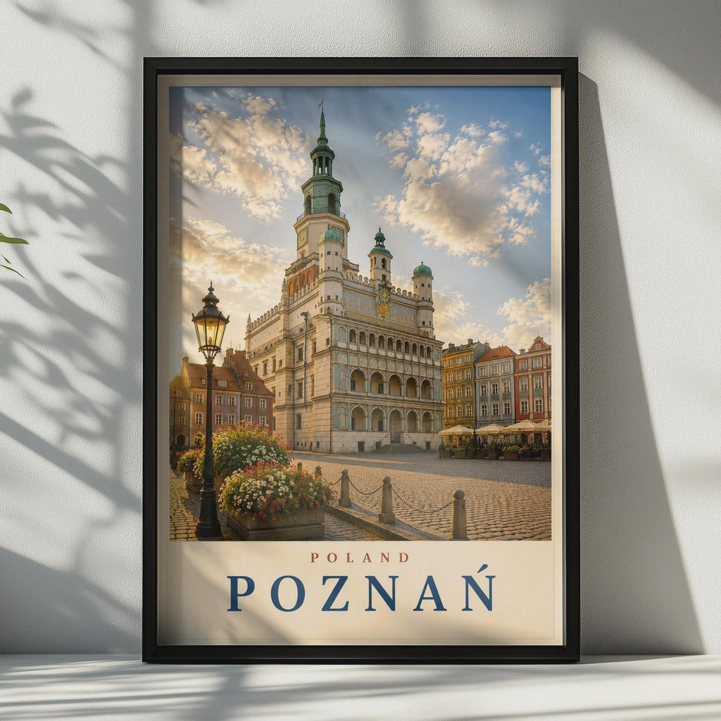Poznan Poland Travel Poster, Old Market Square Wall Art, Polish City Print