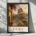 Rome Italy Travel Poster, Colosseum Wall Art, La Dolce Vita, Italian City Print