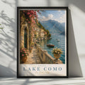 Lake Como Italy Travel Poster, La Dolce Vita Italian Lake Wall Art, Via Regina