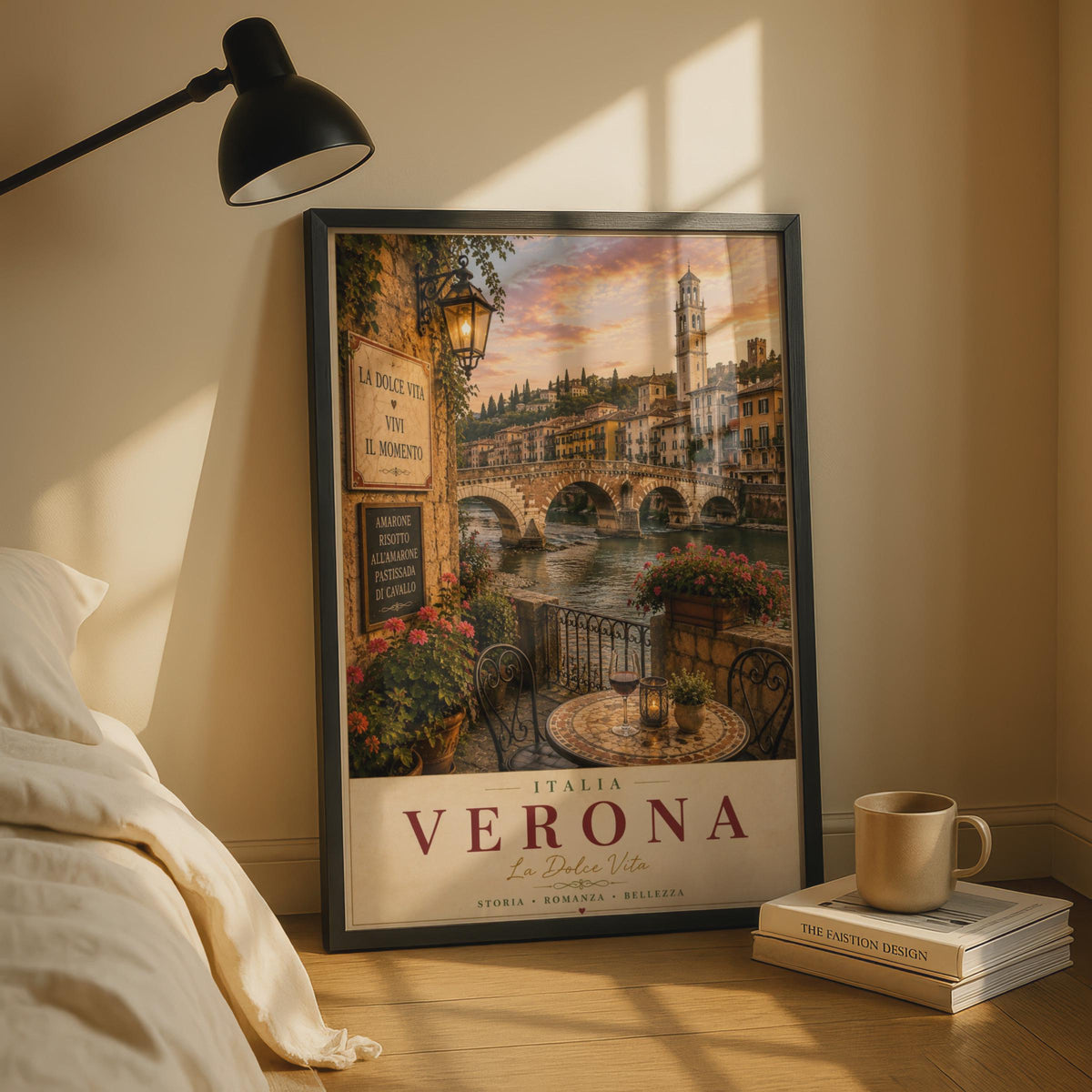 Verona Italy Travel Poster, La Dolce Vita Italian Wall Art, Vintage Italy Print