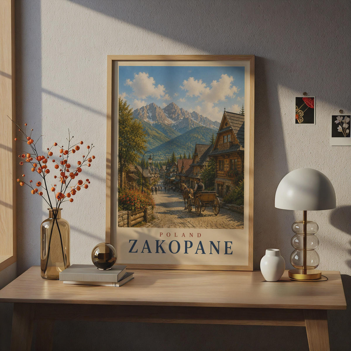 Zakopane Poland Travel Poster, Tatra Mountains Wall Art, Vintage Polish Town Print