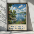 Masurian Lake District Poland Travel Poster, Sailing Lake Wall Art, Vintage Style