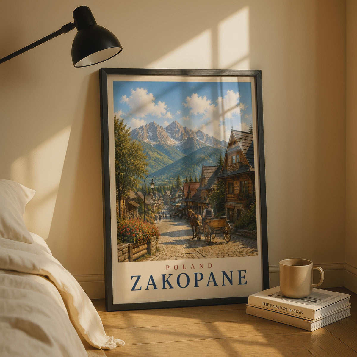 Zakopane Poland Travel Poster, Tatra Mountains Wall Art, Vintage Polish Town Print