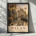 Milan Italy Travel Poster, Duomo Cathedral La Dolce Vita Wall Art, Italian City Print