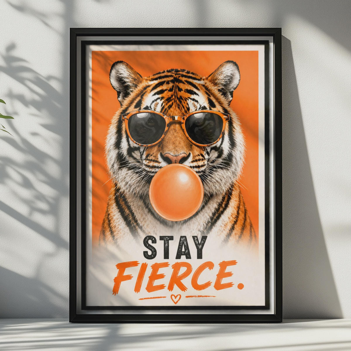 Tiger Poster, Sunglasses, Bubblegum, Motivational Wall Art Print