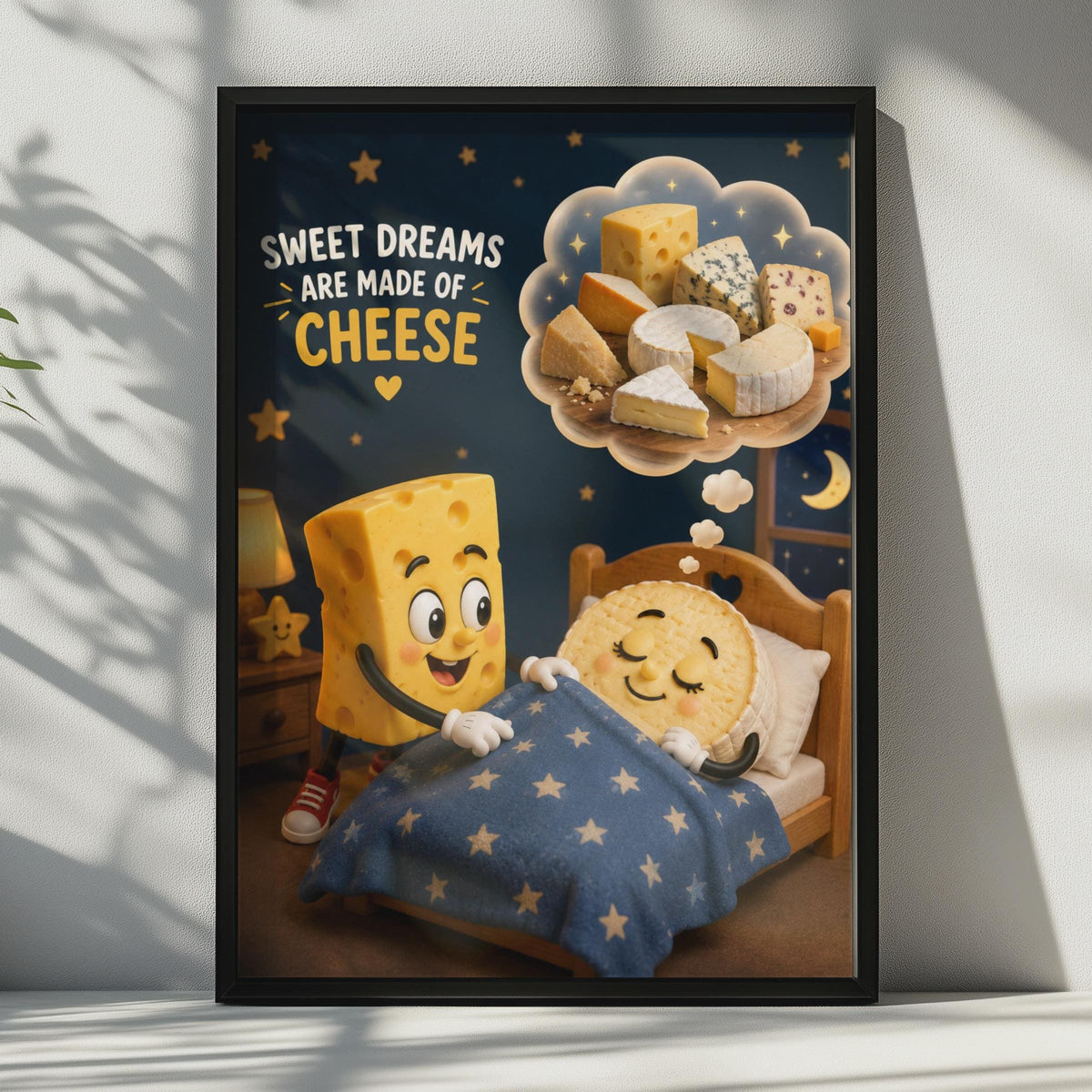 Sweet Dreams Are Made of Cheese Poster, Funny Food Quote, Cheese Lover Wall Art