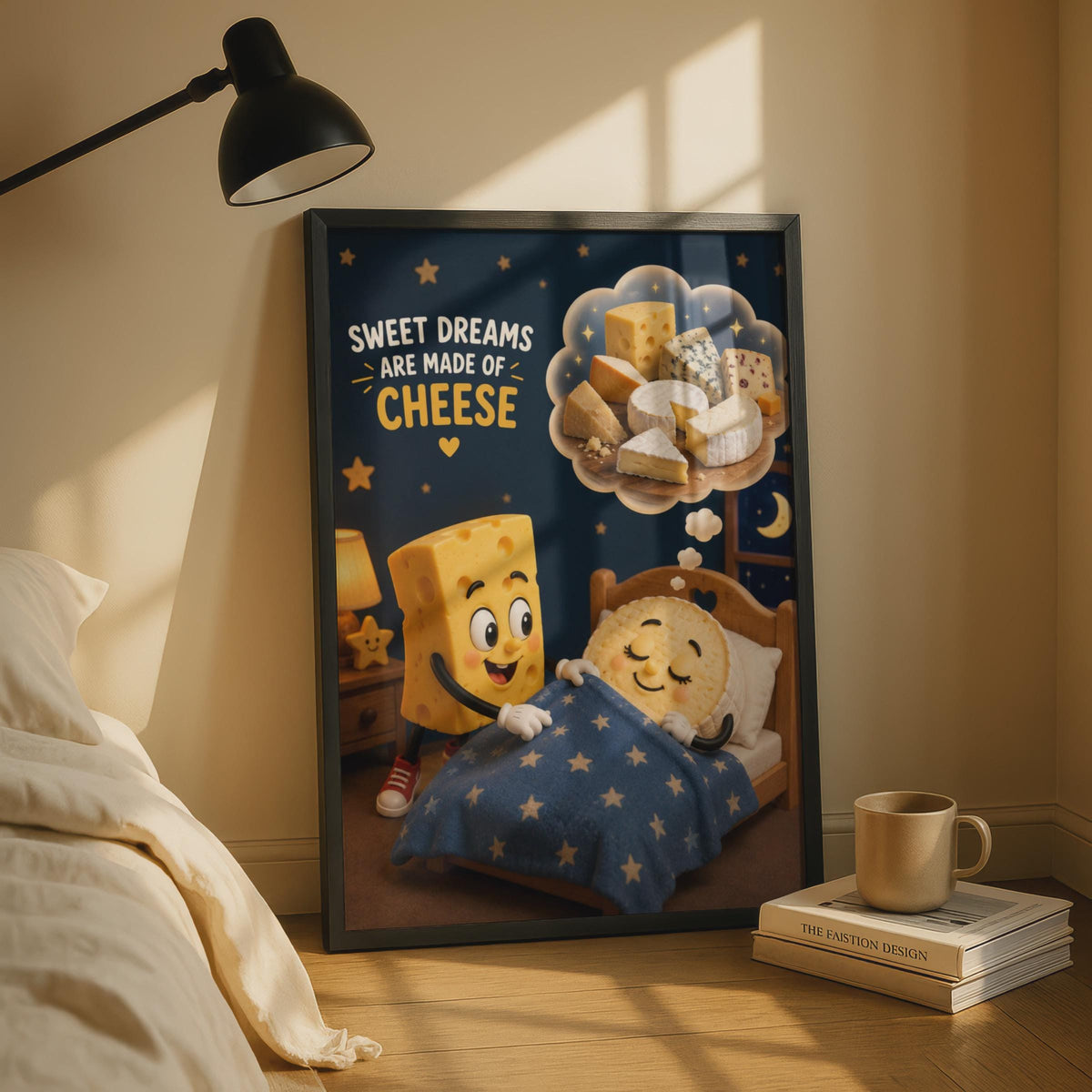 Sweet Dreams Are Made of Cheese Poster, Funny Food Quote, Cheese Lover Wall Art