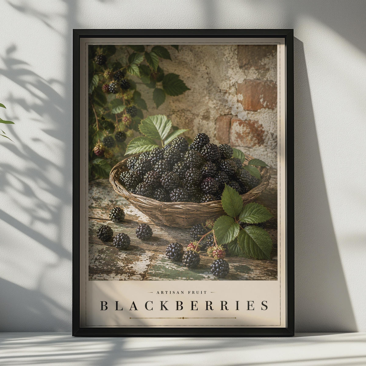 Blackberry Rustic Kitchen Poster, Artisan Fruit Wall Art, Botanical Food Print, Farmhouse Decor