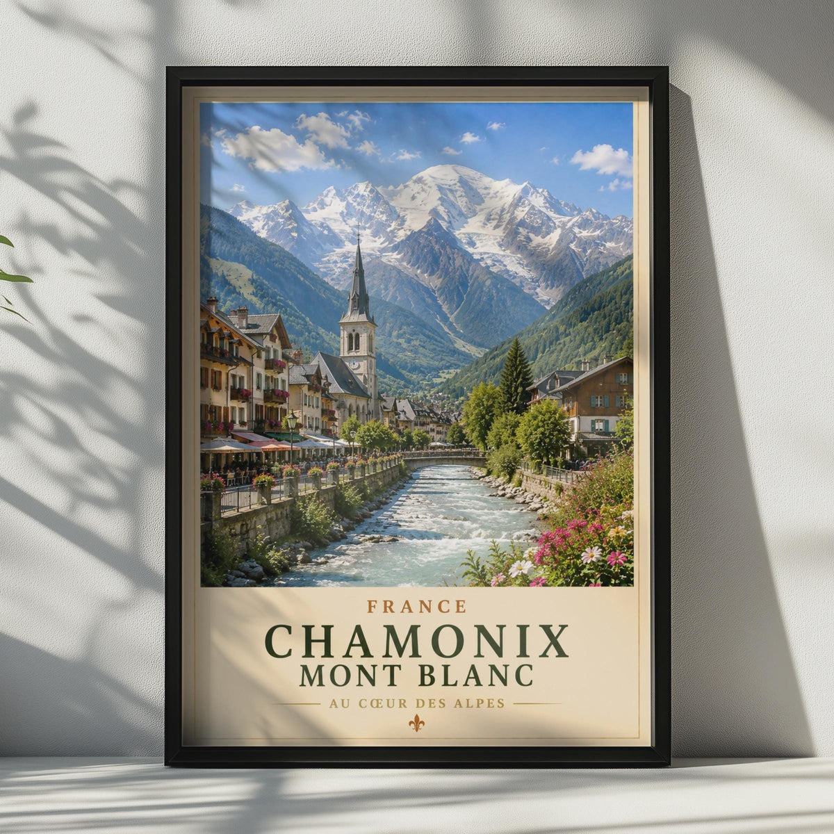 Chamonix Mont Blanc Poster, French Alps Travel Wall Art, France Mountain Print