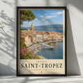 Saint-Tropez France Travel Poster, Cote d'Azur Harbour Wall Art, French Riviera