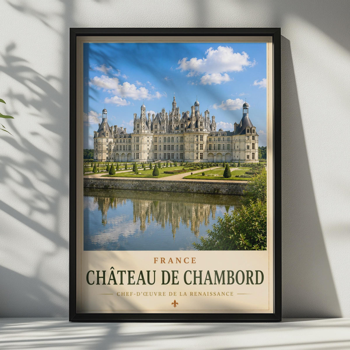 Chateau de Chambord France Travel Poster, Loire Valley French Castle Wall Art