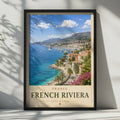 French Riviera Travel Poster, Cote d'Azur France Wall Art, Mediterranean Coast Print