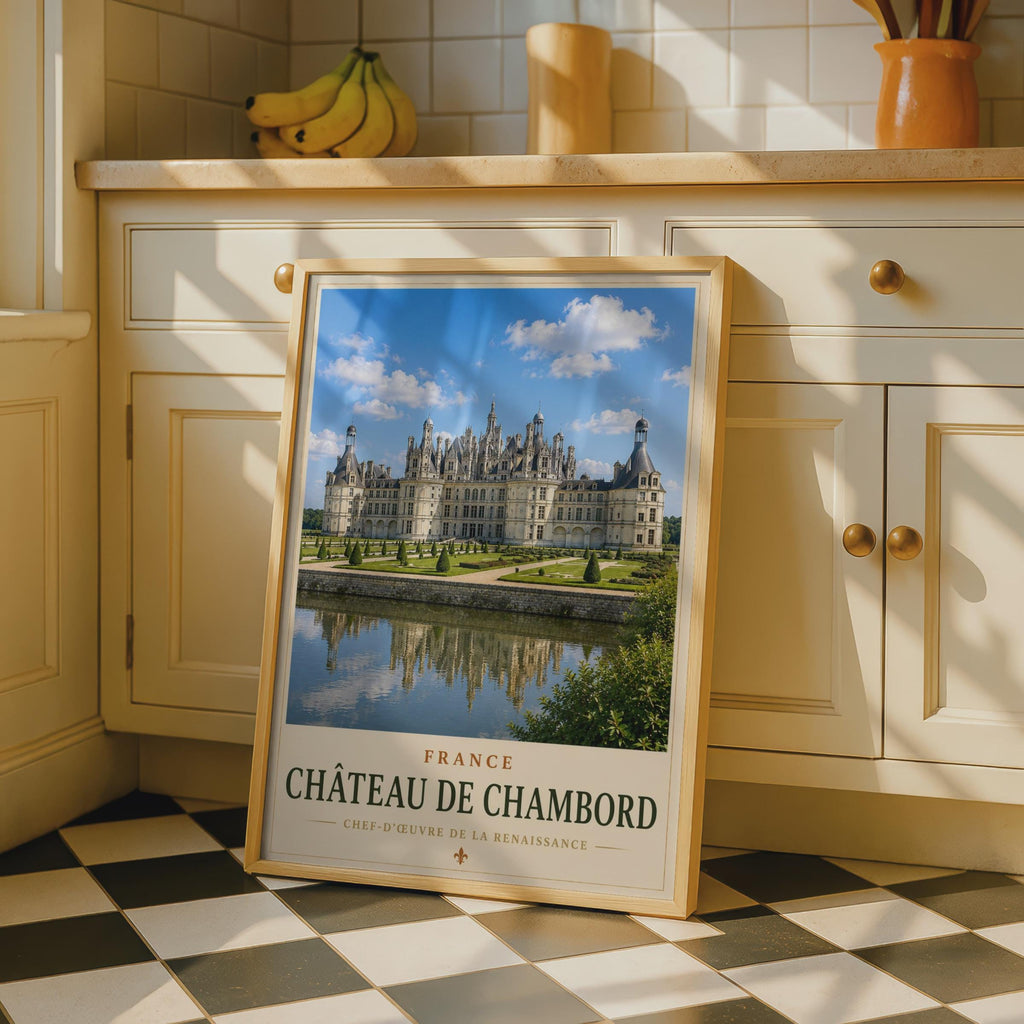 Chateau de Chambord France Travel Poster, Loire Valley French Castle Wall Art