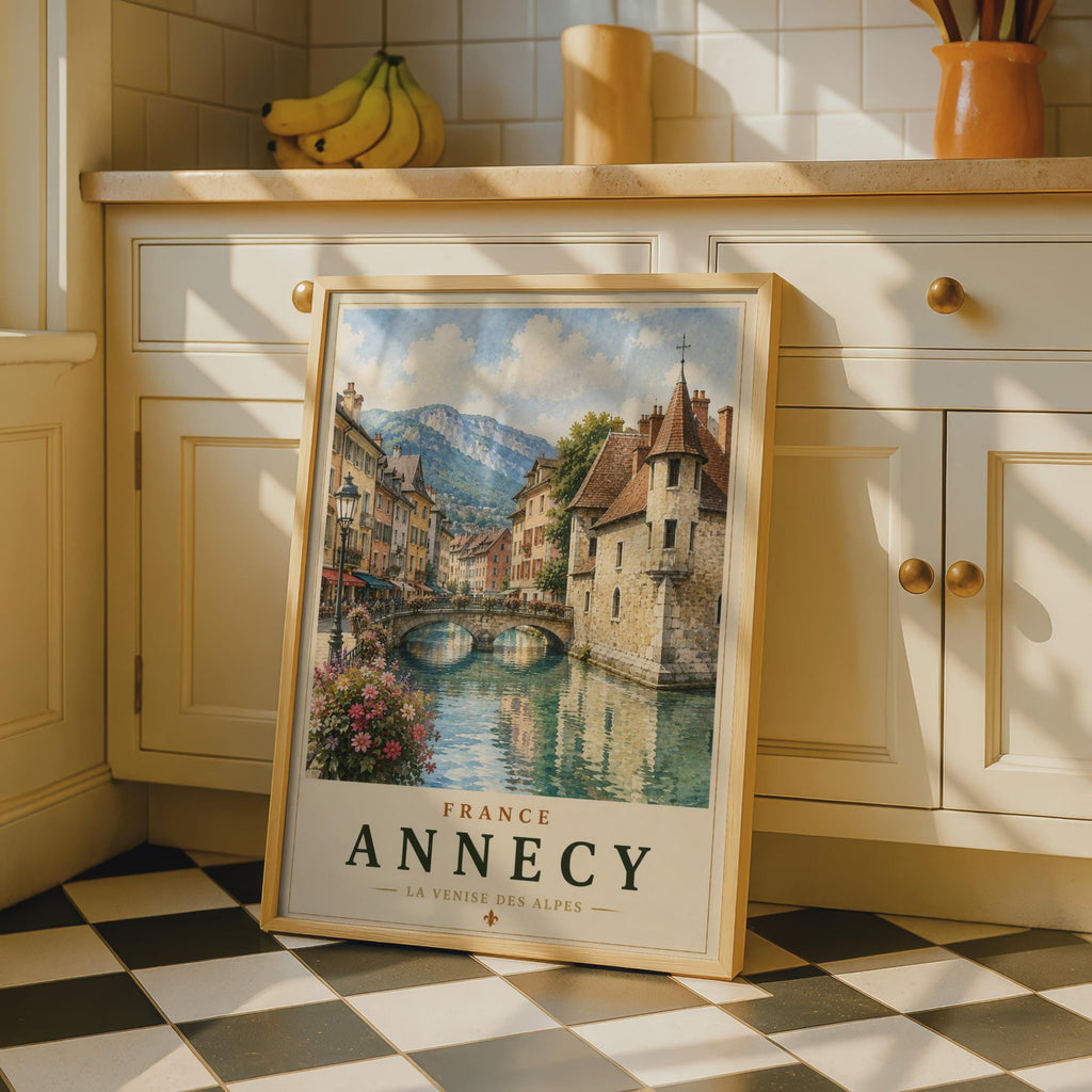 Annecy France Travel Poster, La Venise des Alpes, French Alps Wall Art Print
