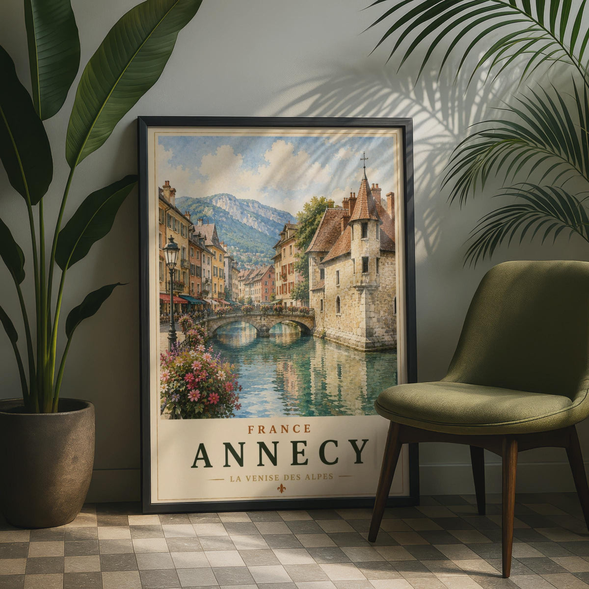 Annecy France Travel Poster, La Venise des Alpes, French Alps Wall Art Print