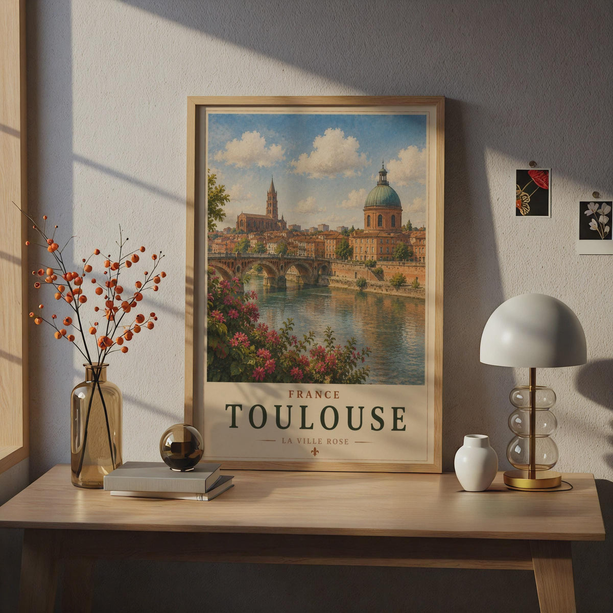 Toulouse France Travel Poster, La Ville Rose Garonne River Vintage Wall Art