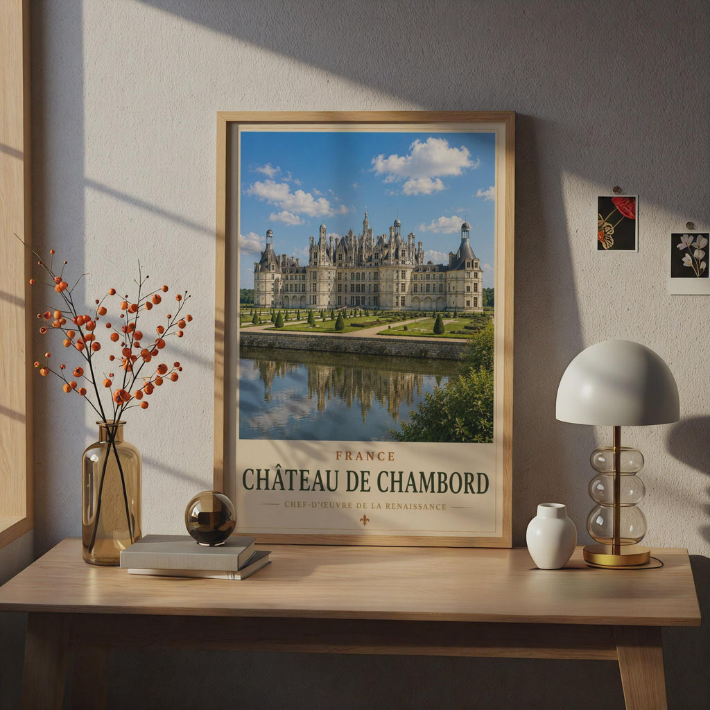 Chateau de Chambord France Travel Poster, Loire Valley French Castle Wall Art