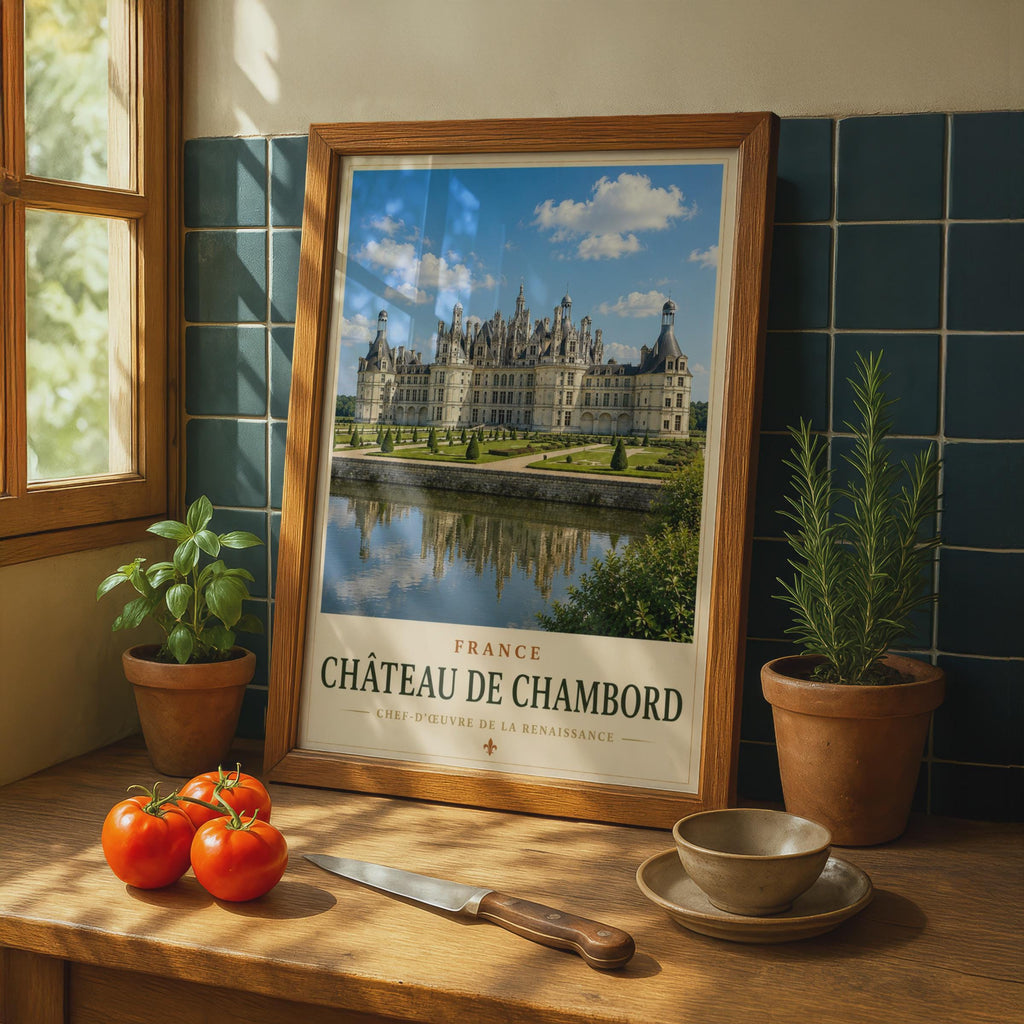 Chateau de Chambord France Travel Poster, Loire Valley French Castle Wall Art