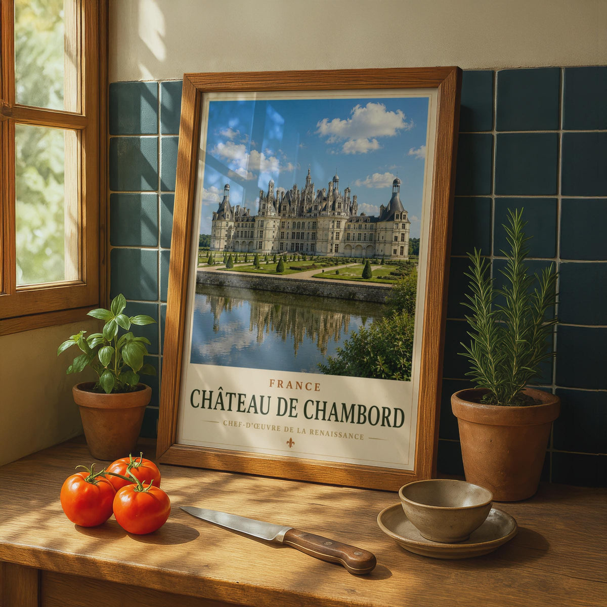Chateau de Chambord France Travel Poster, Loire Valley French Castle Wall Art