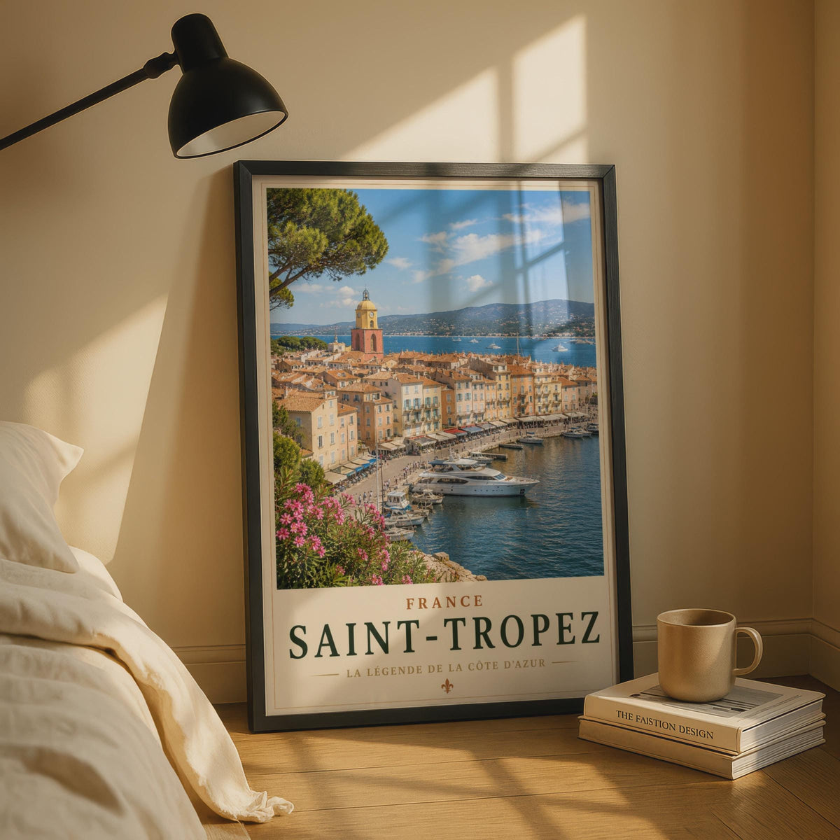 Saint-Tropez France Travel Poster, Cote d'Azur Harbour Wall Art, French Riviera