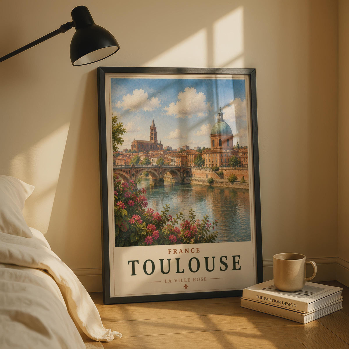 Toulouse France Travel Poster, La Ville Rose Garonne River Vintage Wall Art