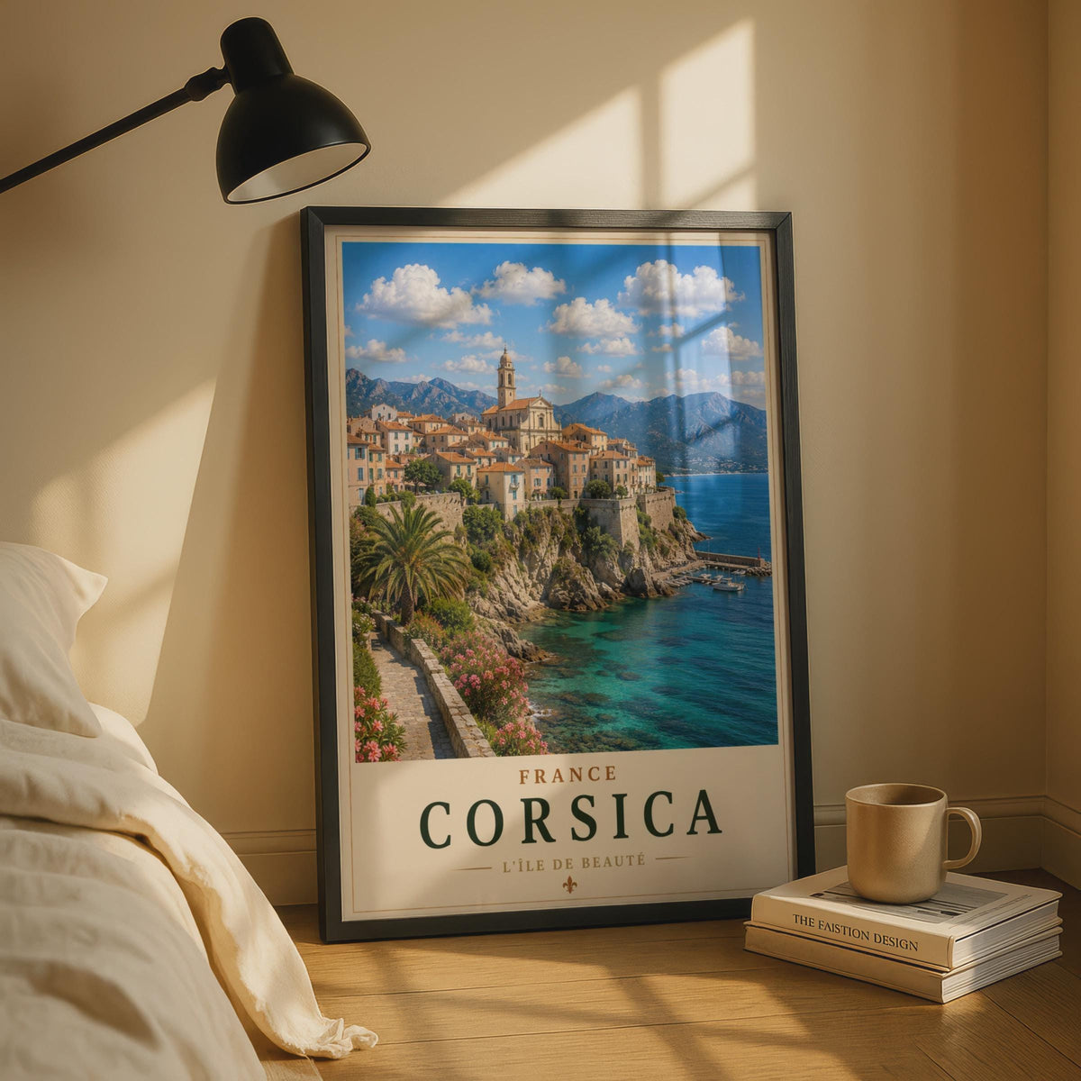Corsica France Travel Poster, Mediterranean Coastal Wall Art, French Island Print