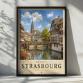 Strasbourg France Travel Poster, Alsace Canal Wall Art, French City Print, Vintage Style