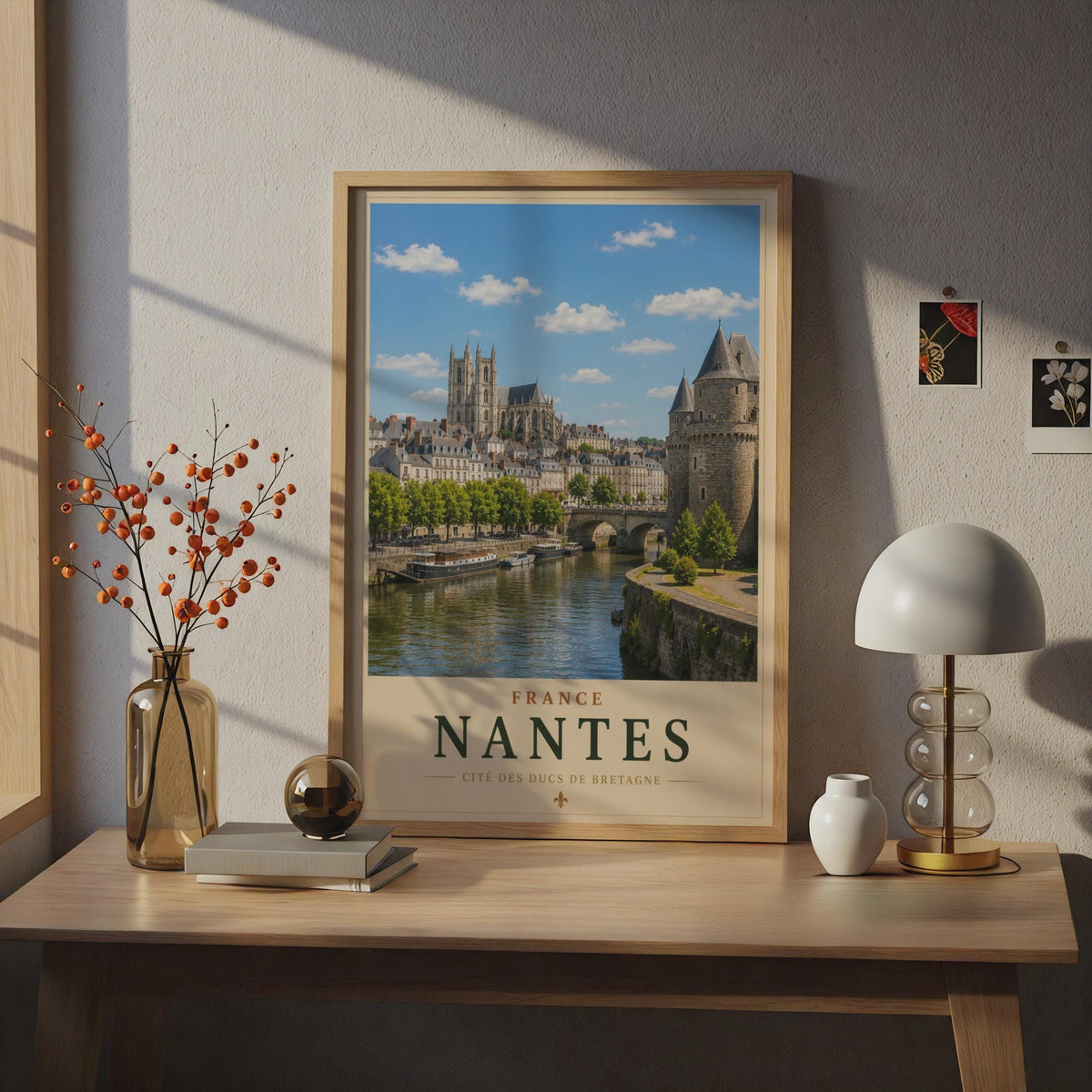 Nantes France Travel Poster, Cite des Ducs de Bretagne, French City Wall Art