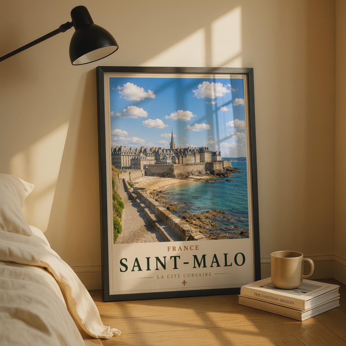 Saint-Malo France Travel Poster, Brittany Walled City Coastal Wall Art Print