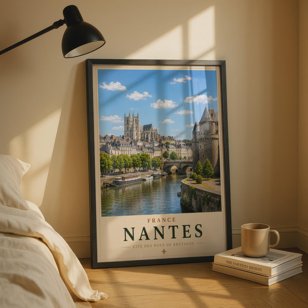 Nantes France Travel Poster, Cite des Ducs de Bretagne, French City Wall Art
