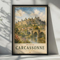 Carcassonne France Travel Poster, Medieval Castle Wall Art, French City Print