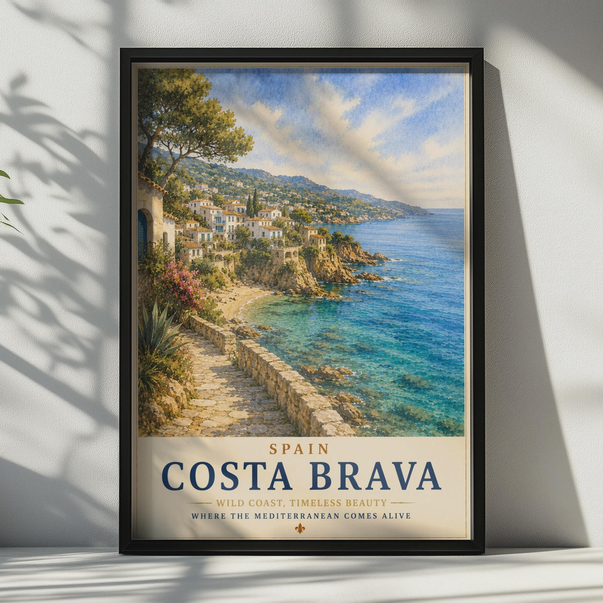 Costa Brava Spain Travel Poster, Mediterranean Coastal Wall Art, Vintage Style Print