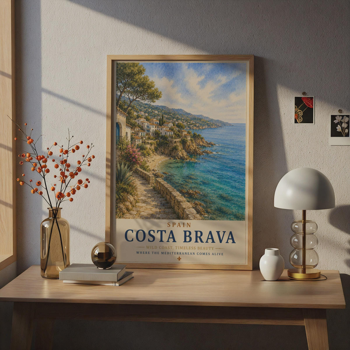 Costa Brava Spain Travel Poster, Mediterranean Coastal Wall Art, Vintage Style Print