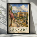 Granada Alhambra Spain Travel Poster, Mirador San Nicolas Watercolour Wall Art