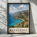 Kefalonia Greece Travel Poster, Greek Island Wall Art, Ionian Sea Coastal Print