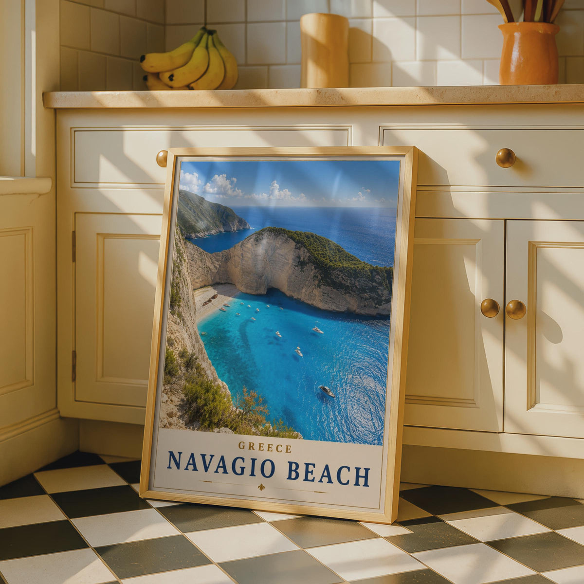 Navagio Beach Greece Travel Poster, Zakynthos Shipwreck Bay, Greek Island Wall Art