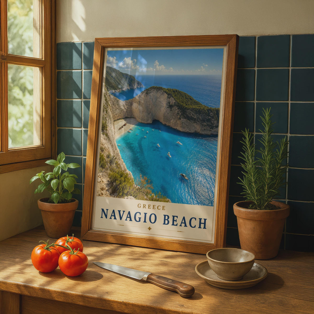 Navagio Beach Greece Travel Poster, Zakynthos Shipwreck Bay, Greek Island Wall Art